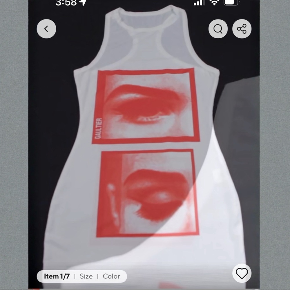 White Tank Dress with Red Graphic
